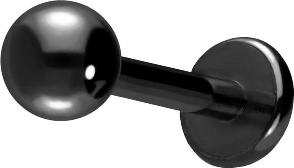 Ohrpiercing, Nasenpiercing Chirurgenstahl Labret Schwarz Stablänge: 10mm + Stabstärke: 1,2mm + Kugelgröße: 3mm