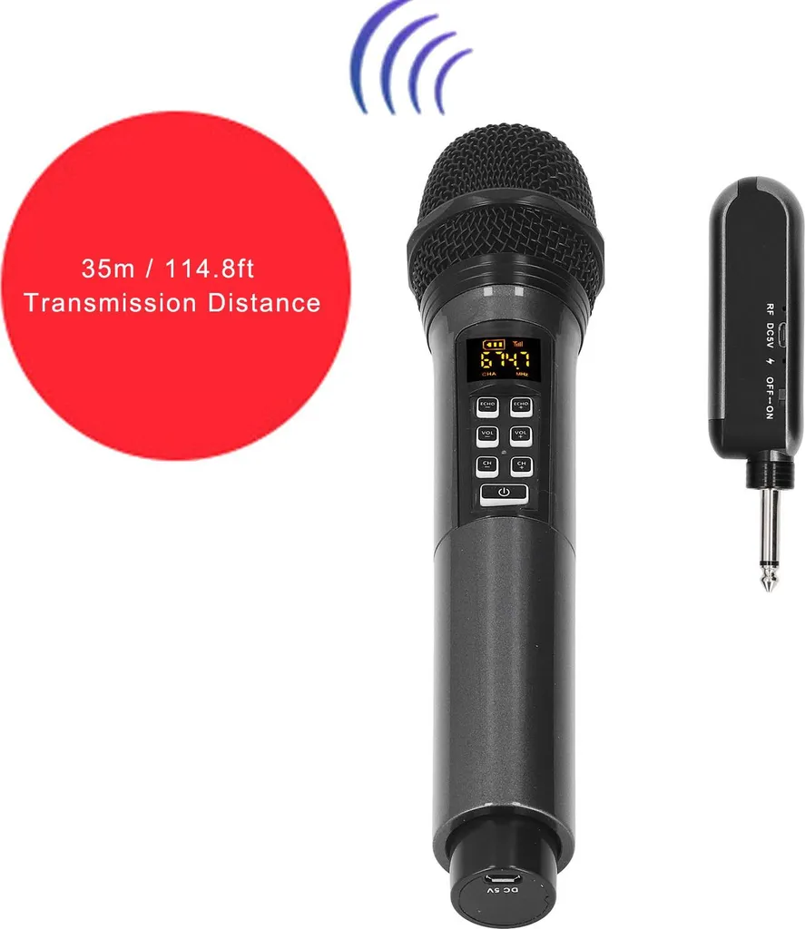 Microfono Palmare Professionale FM/UHF: Karaoke e Feste con Riverbero - 5
