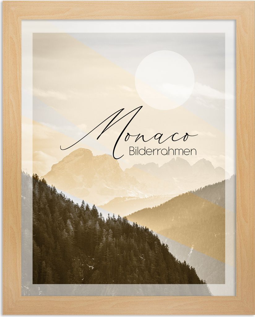 Bilderrahmen Monaco 30x40 cm in Buche mit 1 mm Kunstglas klar