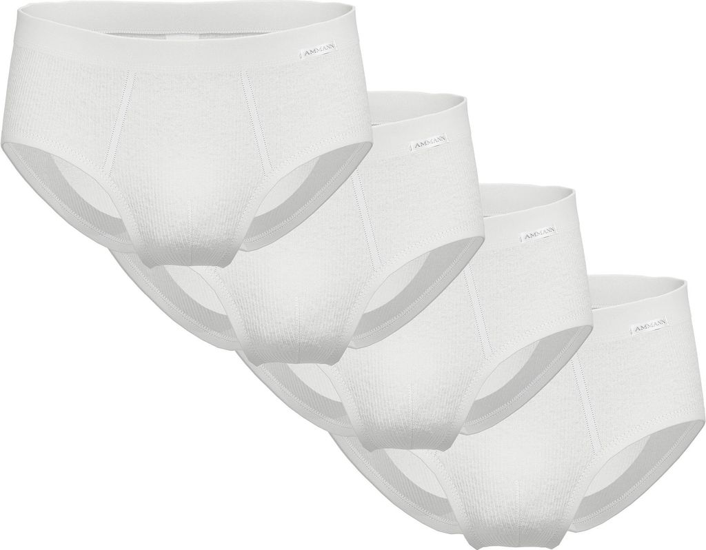 AMMANN Herren Slips, 4er Pack - Doppelripp, Eingriff, Weichbund, Baumwolle Weiß 2XL