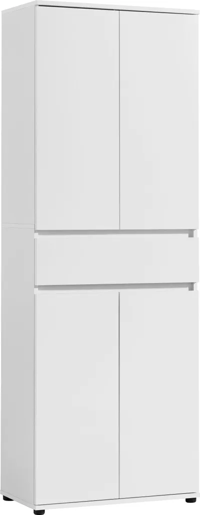 Armoire de rangement entrée ou bureau 4 portes 60cm blanche avec tiroir