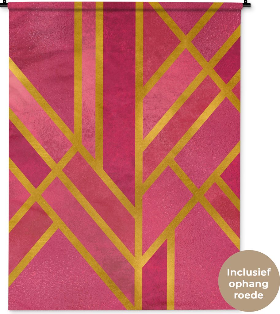 MuchoWow Wandteppich Wandbehang Gold - Luxus - Geometrisch 120x160 cm Tapisserie Dekoration Wandtuch - Wohnzimmer - Moderne