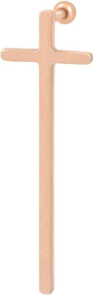 Ohrpiercing Chirurgenstahl Ohrpiercing LANGES KREUZ RoséGold Stablänge: 6mm