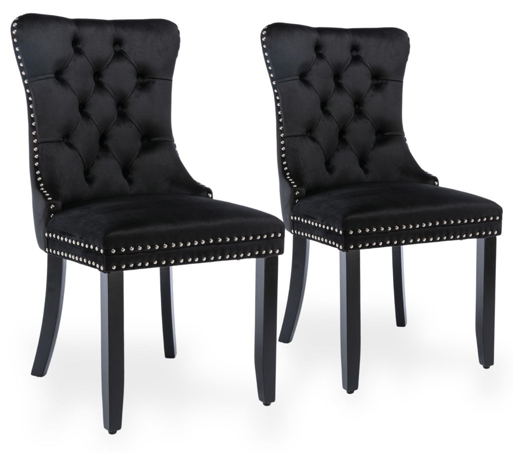 Set van 2 fluweleetstoelen voor de eetkamer, met hoge Productafbeelding 
