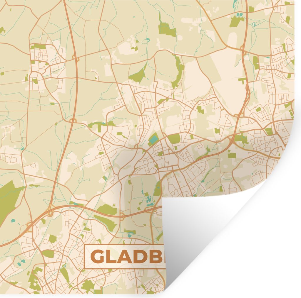 MuchoWow Wandtattoo Wandsticker Wandaufkleber Stadtplan - Gladbeck - Vintage - Karte 30x30 cm Selbstklebend und Repositionierbar - Repositionierb...