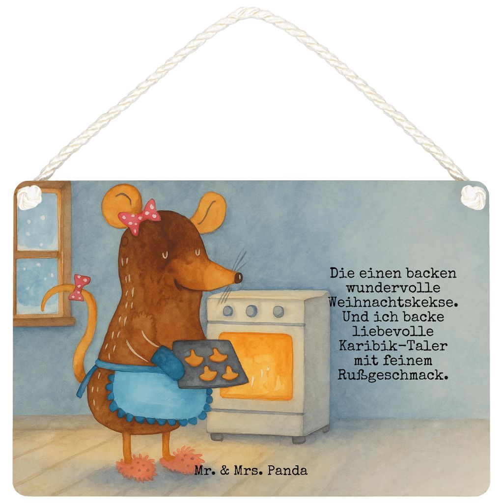 Mr. & Mrs. Panda Schild Maus Kekse Design DIN A6 - Weiß - Geschenk, Weihnachtsbäckerei, Weihnachten, wandtafel, Wandbild Holz, Winter, Plätzchen...