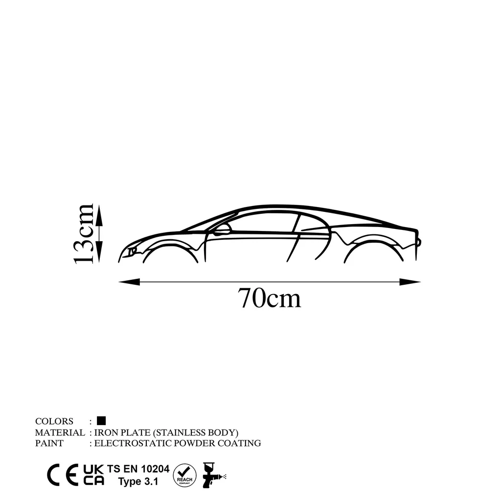 Décoration Murale Métal Bugatti Veyron Noir 100% Métal Design Wallity