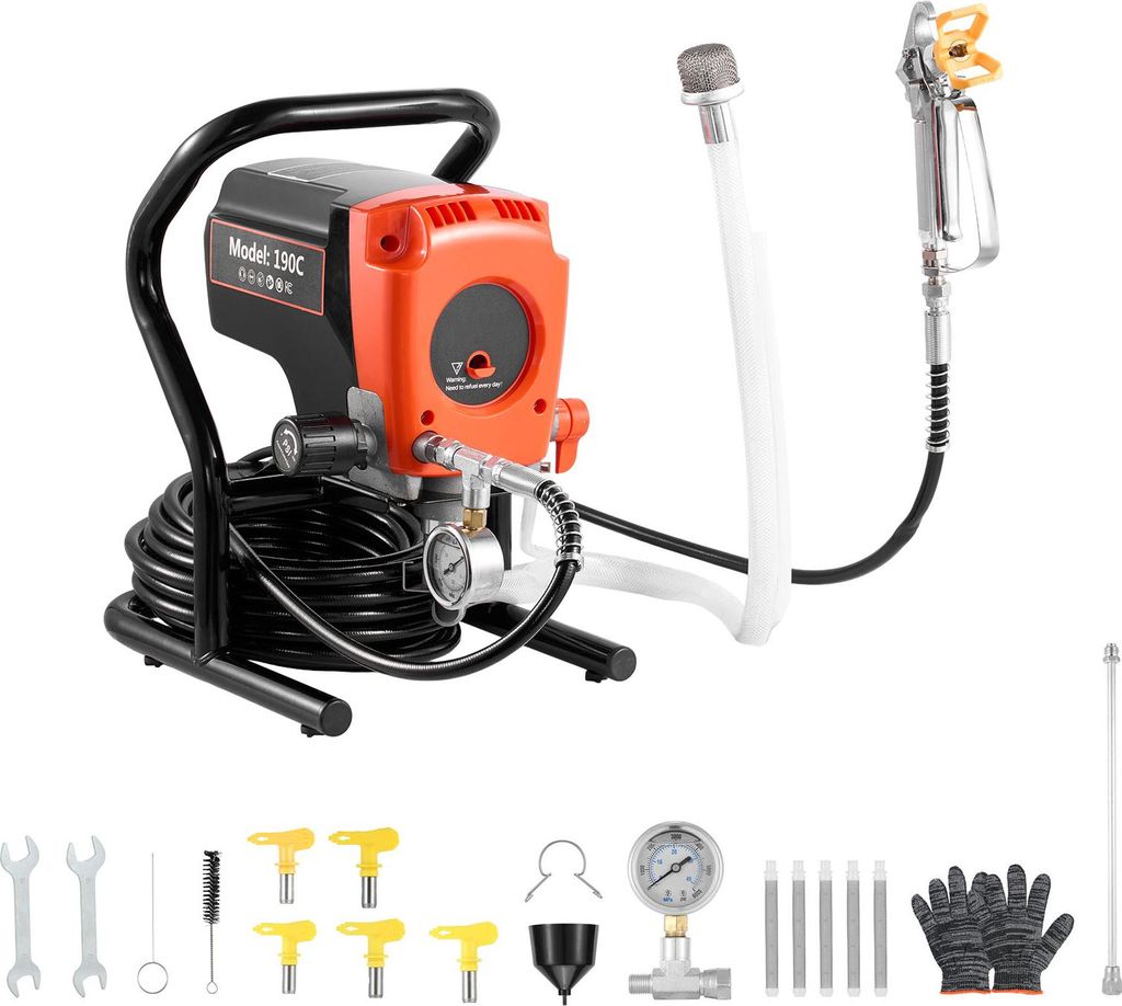 SucceBuy Airless-Farbspritzgerät Sprühgerät 900 W 3300 psi, 1,78 L/min Farbsprühsystem mit Zubehör wie Reinigungsbürste, Schlauch, Verlänger...