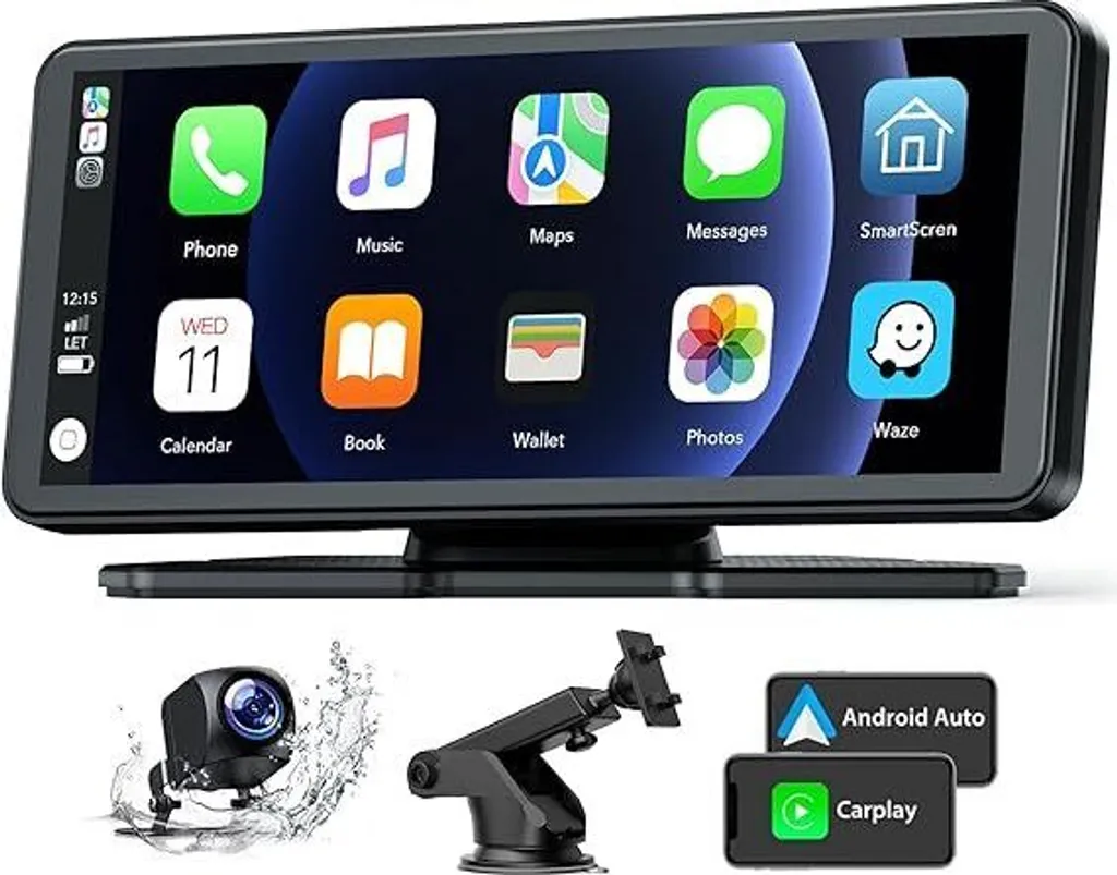 Écran Tactile IPS 6,86" avec CarPlay Sans Fil, Android Auto & Caméra 1080P