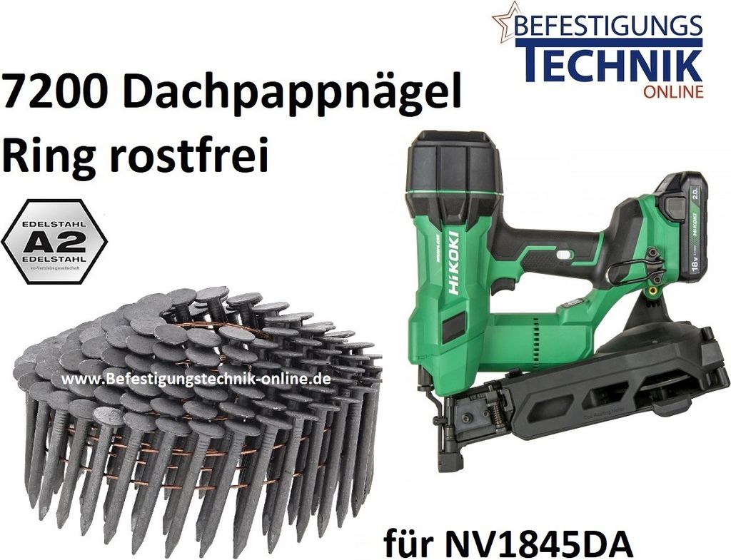 Dachpapp Nägel 3,1x25mm Ring rostfrei für Hikoki Metabo Akku Nagler NV1845DA