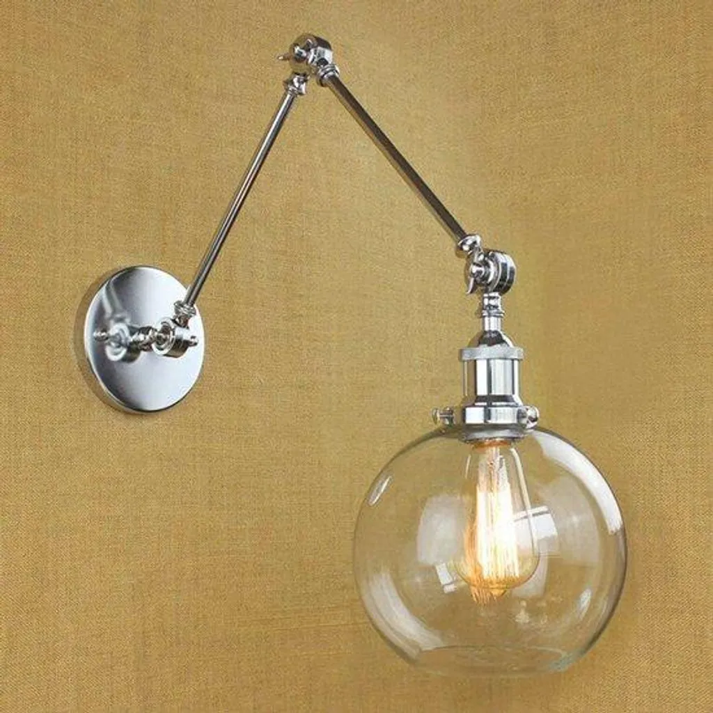 Applique murale vintage design rétro avec globe en verre creux clair
