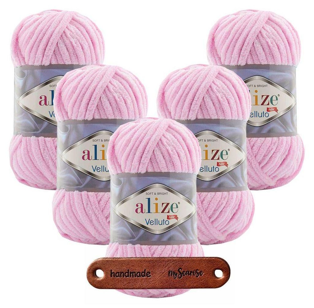 5 x ALIZE Velluto 31 Baby Pink mit Label Produktbild 