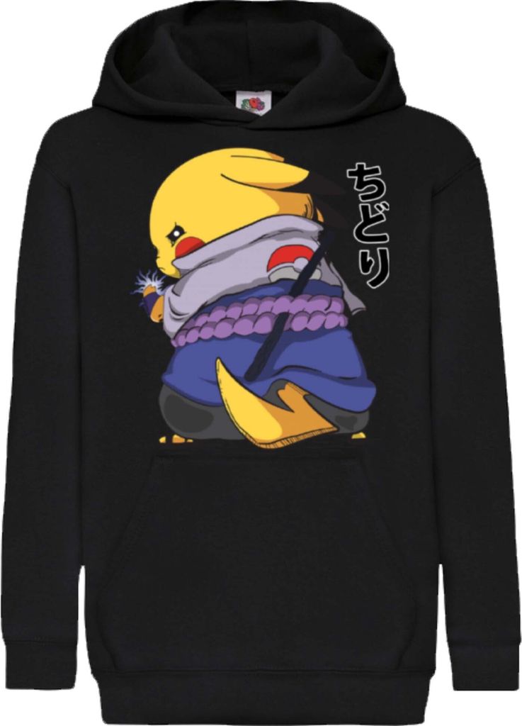 Kinder Kapuzenpullover Naruto Pikachu Sasuke, 12-13 Jahr - 152 / Schwarz