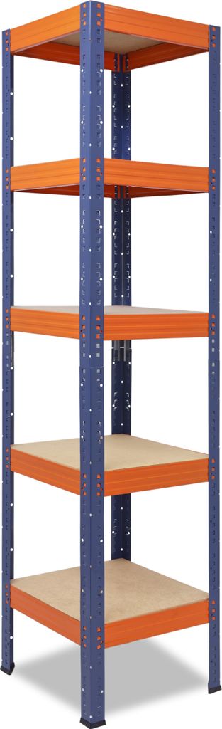 shelfplaza PRO 200x50x50 cm Schwerlastregal in blau-orange mit 5 Böden und 200 kg Traglast pro Boden
