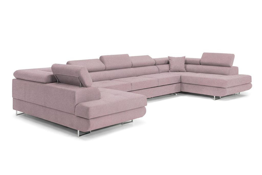 Ecksofa mit Schlaffunktion und Bettkasten PASTI XXL U-Form, Couch, Eckcouch für Ihr Wohnzimmer, Altrosa