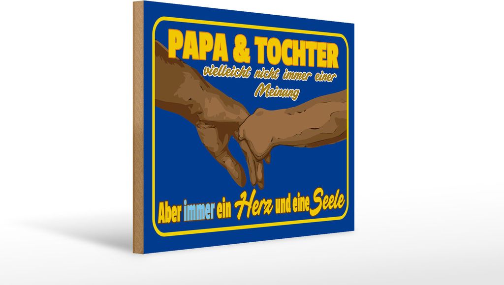 Holzschild Papa und Tochter ein Herz Seele, 40 x 30 cm, Holzschilder