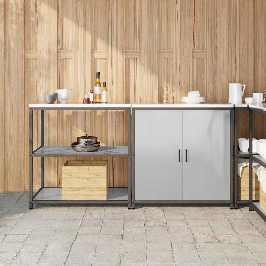 Möbel Küchenlager-Set 2 pcs Silber 180 x 50 x 92 cm Edelstahl - Küchenschränke 3392656