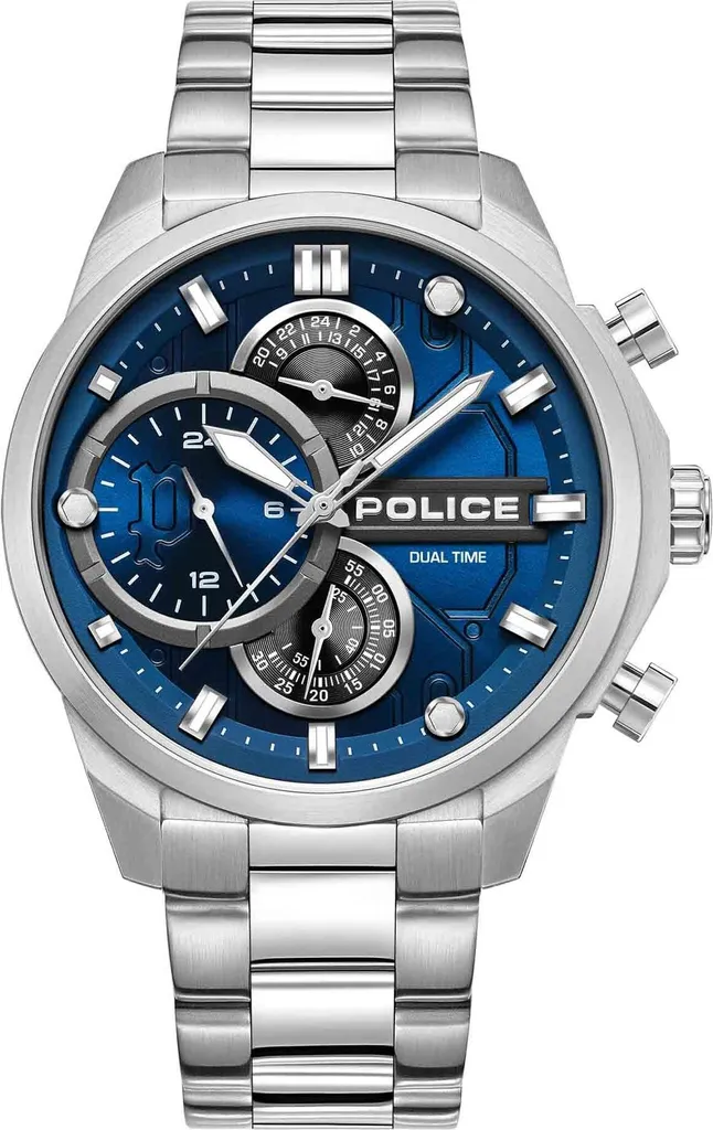 Montre Homme Police Argentée Bracelet Acier Étanche Modèle PEWGK0039207