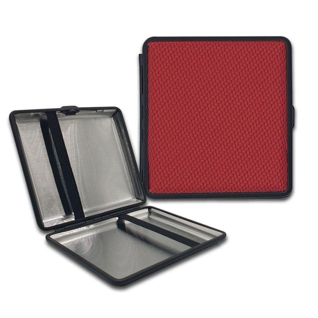 Zigarettenetui Premium Flat | Farbe: Rot | Black Edge Design | 20 Zigaretten | Zigarettenbox