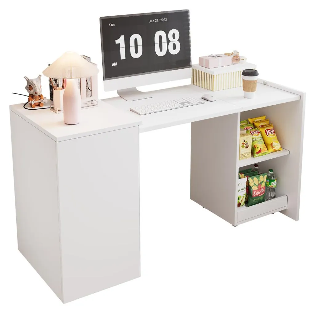 Table pliante multifonctions blanche bureau anti-encombrement 126 cm - 7