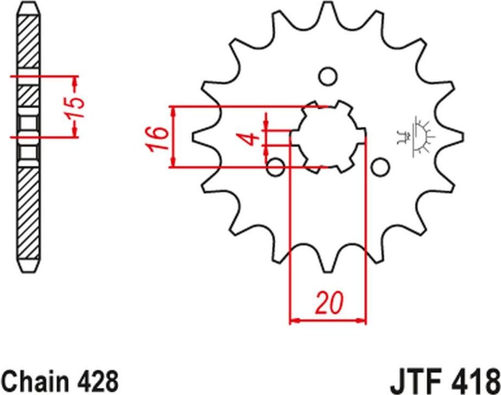 Pignon avant JT 416 13 dents, compatible avec les modèles Image du produit 