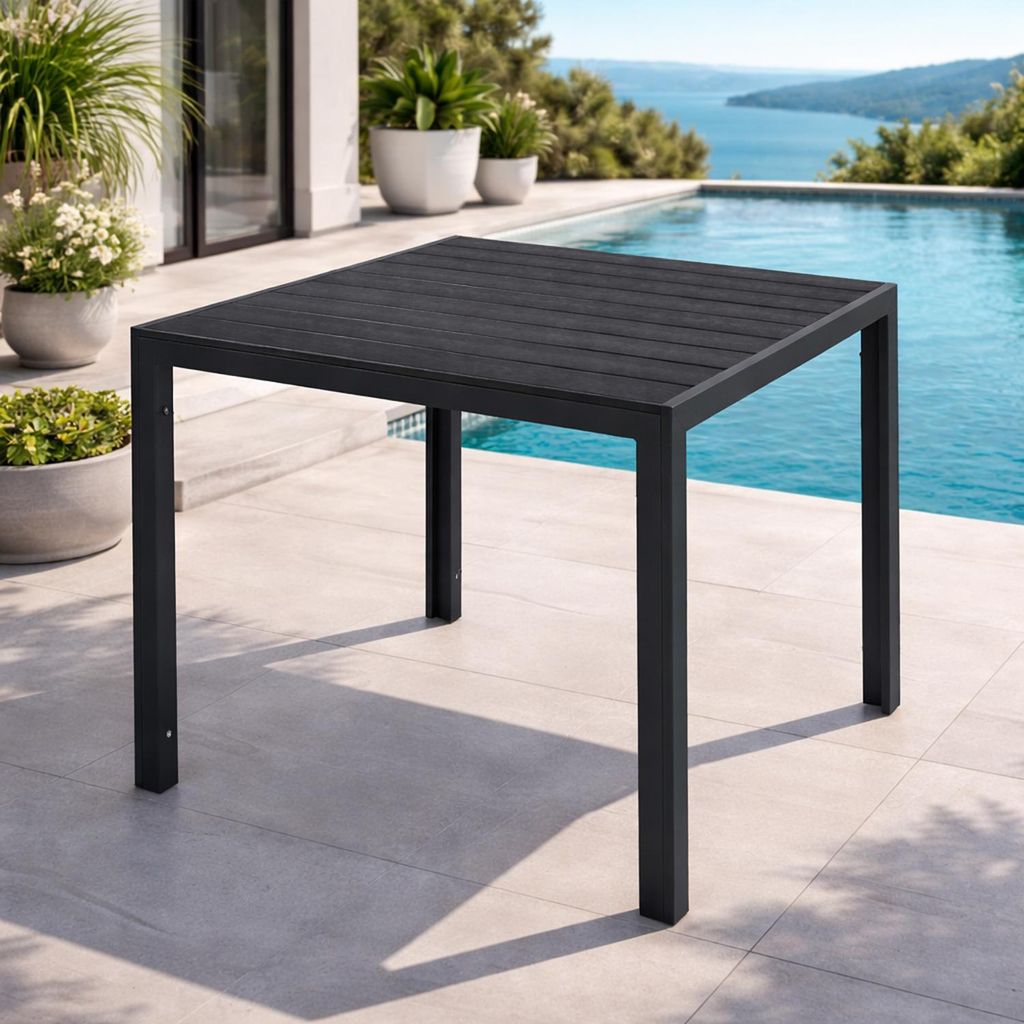 Polywood Gartentisch Aluminium anthrazit / schwarz 90x90cm