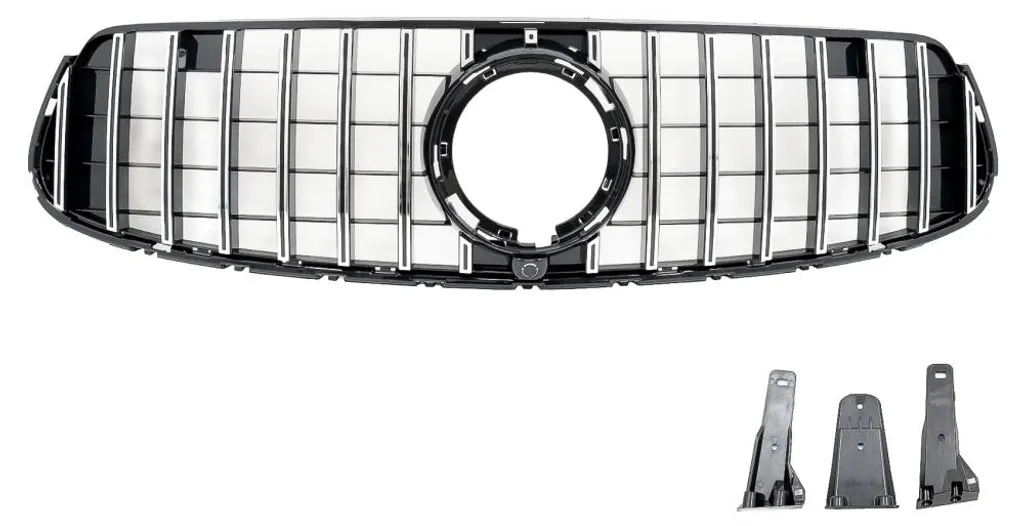 Grille de radiateur Mercedes GLC X253 C253 Phase 2 Style GTR Noir Chrome