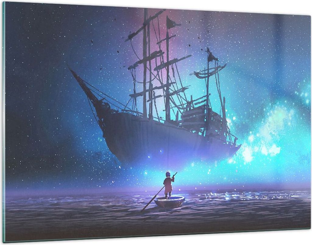 Bilder auf glas - Märchen Segelschiff - 120x80cm - Glasbilder - Wandbilder - Kunstdruck - zum Aufhängen bereit - Wanddekoration aus Glas - Glas B...