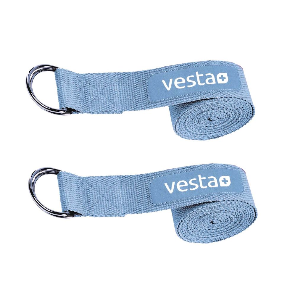 2x Vesta+ Yogagurt Blau 100% Baumwolle 2,5 m Metall Verschluss Yoga Gurt Gürtel 250 x 3,8 cm Strap Yogaband Yogaschlaufe
