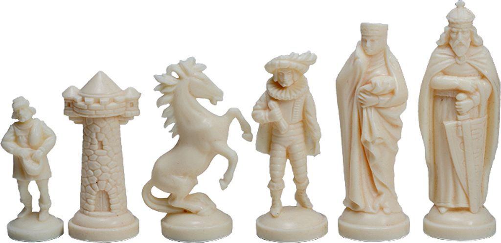 Schachfiguren im mittelalterlichen Stil, creme und schwarz Produktbild 
