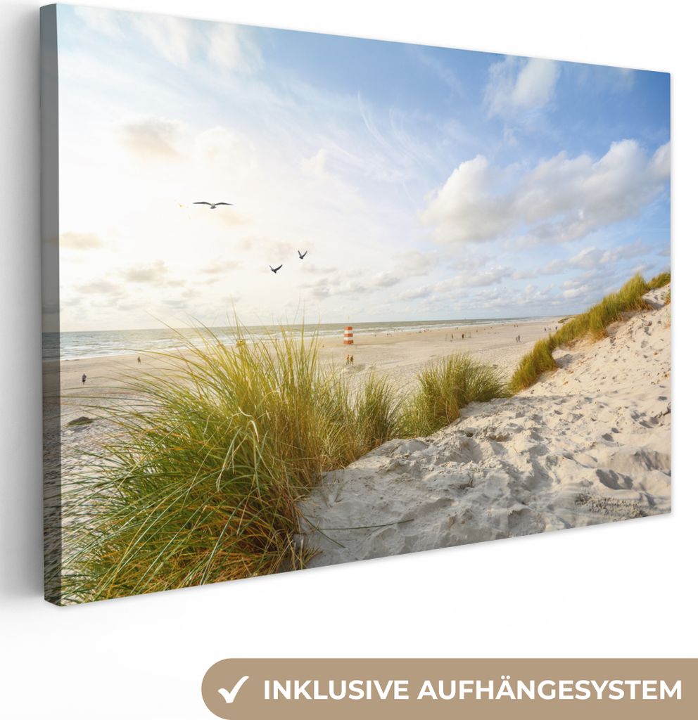 OneMillionCanvasses - Leinwandbilder - 150x100 cm, Strand - Meer - Vögel, Wandbilder Kunstdruck Wanddekoration