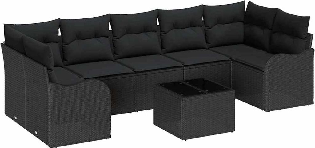 vidaXL Gartensofa-set Schwarz 55 x 55 x 37 cm Poly-Rattan