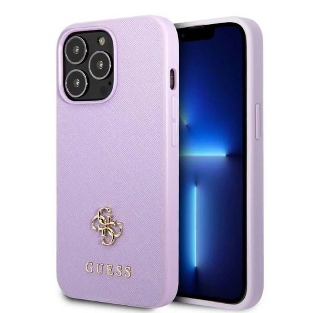 Guess Cover iPhone 13 Pro Purple Saffiano - Logo 4G - Sconto!