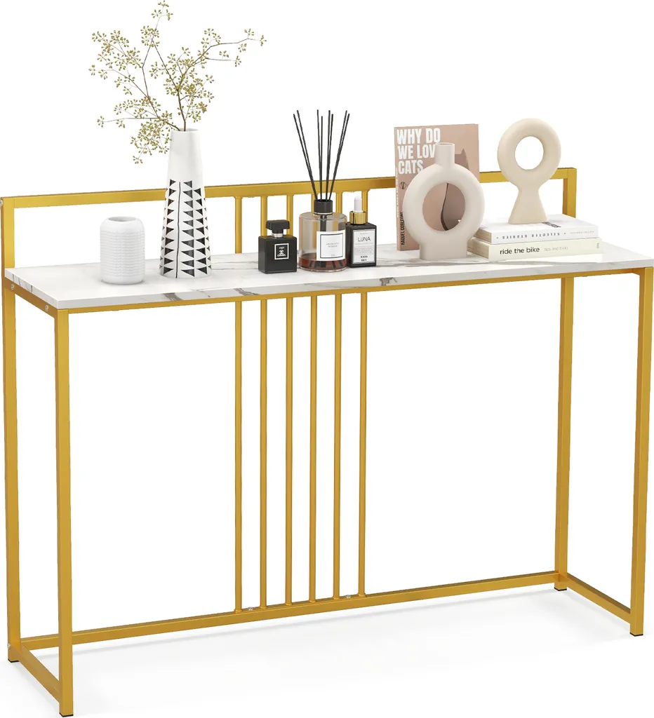 COSTWAY Consolle Marmo e Oro 120cm - Tavolo Ingresso Moderno Design