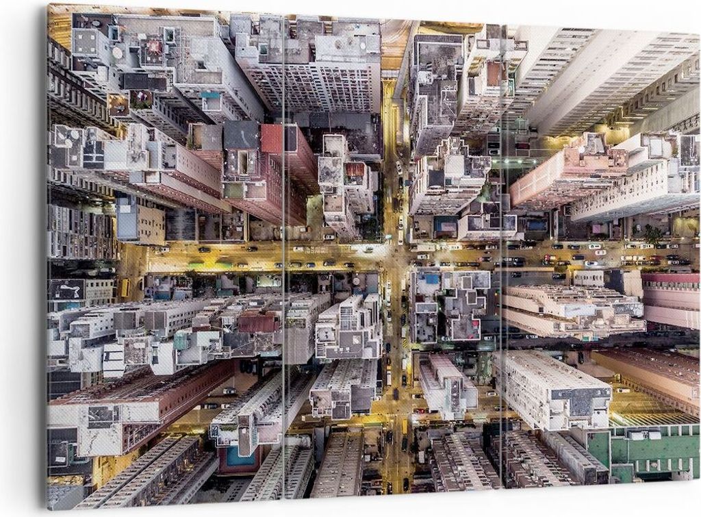 Bild auf Leinwand - Leinwandbild - 3 Teile - Metropole Luftaufnahmen Straße - 165x110cm - Wand Bild - Wanddeko - Wandbilder - Leinwanddruck - Bild...