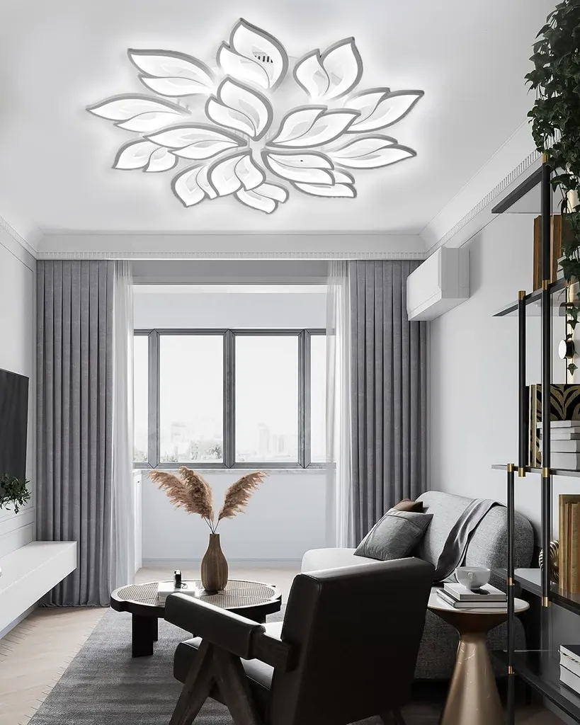 Grand Lustre Plafonnier LED Design 15 Pétales 100W Intensité Variable - 4