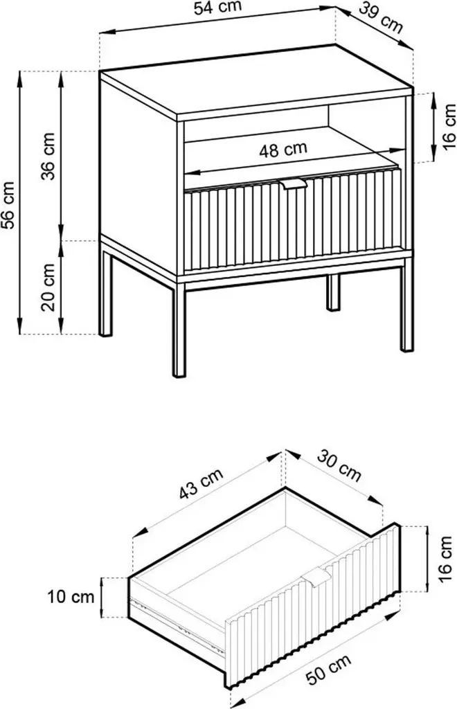 Comodino MISHEEL Nero - Mobile Notte Design Moderno per Camera - 5