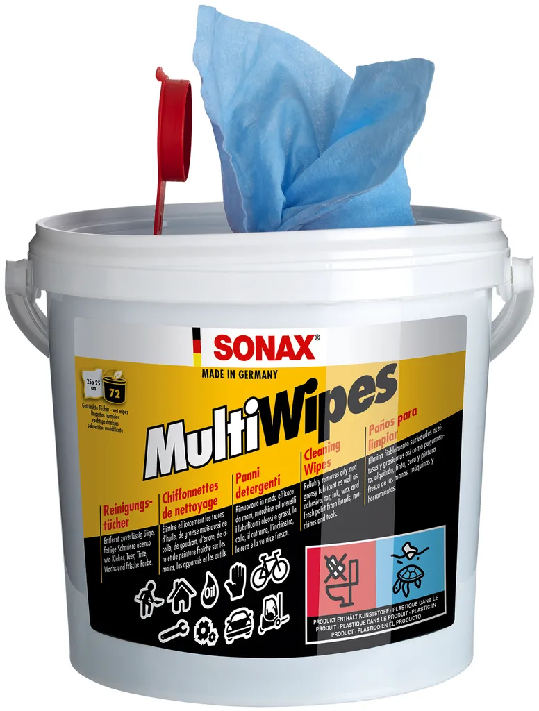 Salviette SONAX MultiWipes 72 pz: Pulizia Rapida per Auto e Officina