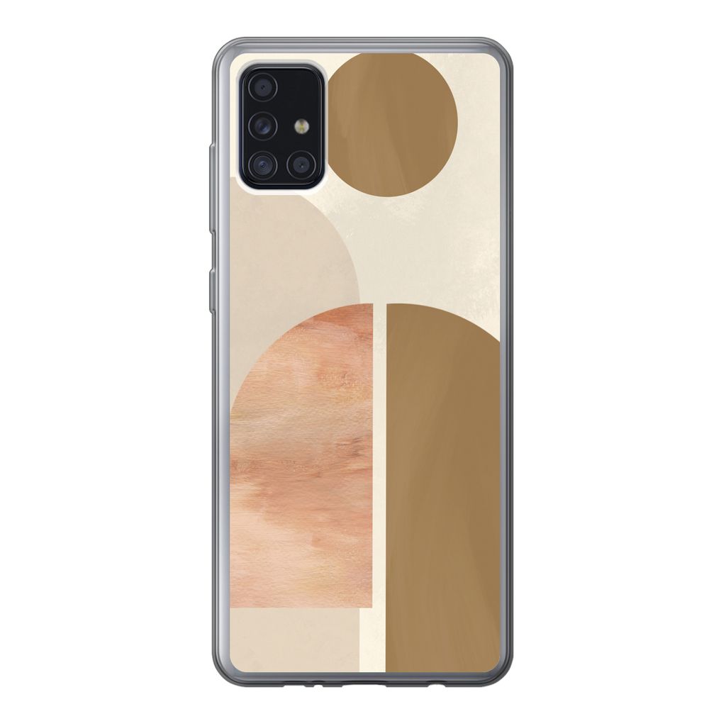 MuchoWow Handyhülle Schutzhülle Hülle für Samsung Galaxy A52 5G Rosa - Braun - Design Silikon Softcase Handy Hülle - Umschlag