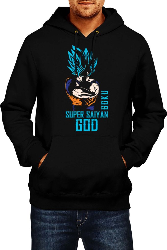 Herren Kapuzenpullover Dragon Anime Manga Ball Z Goku Super Saiyan God, Man XL / Schwarz