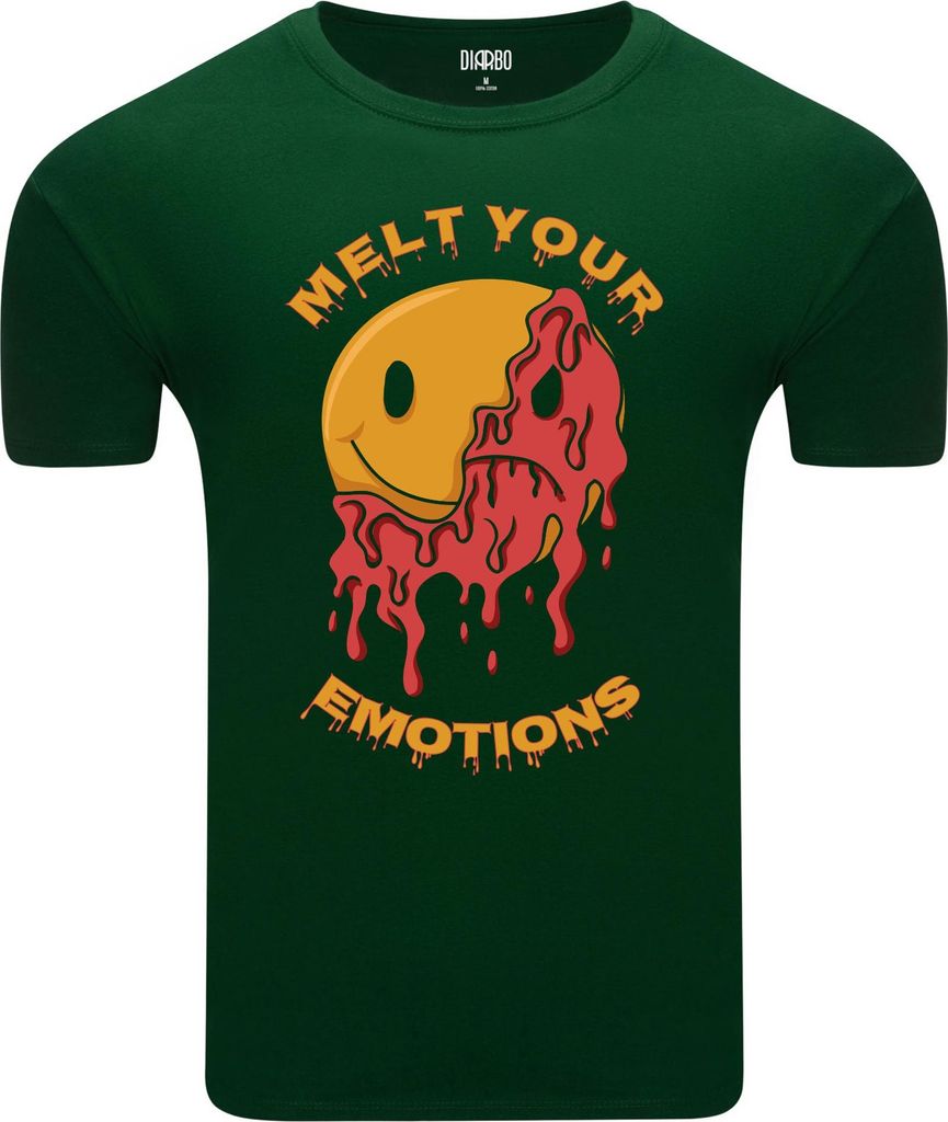 Diarbo Herren T-Shirt mit Lustiger Druck Schmelzende Emotionen Dunkelgrün Gr.S