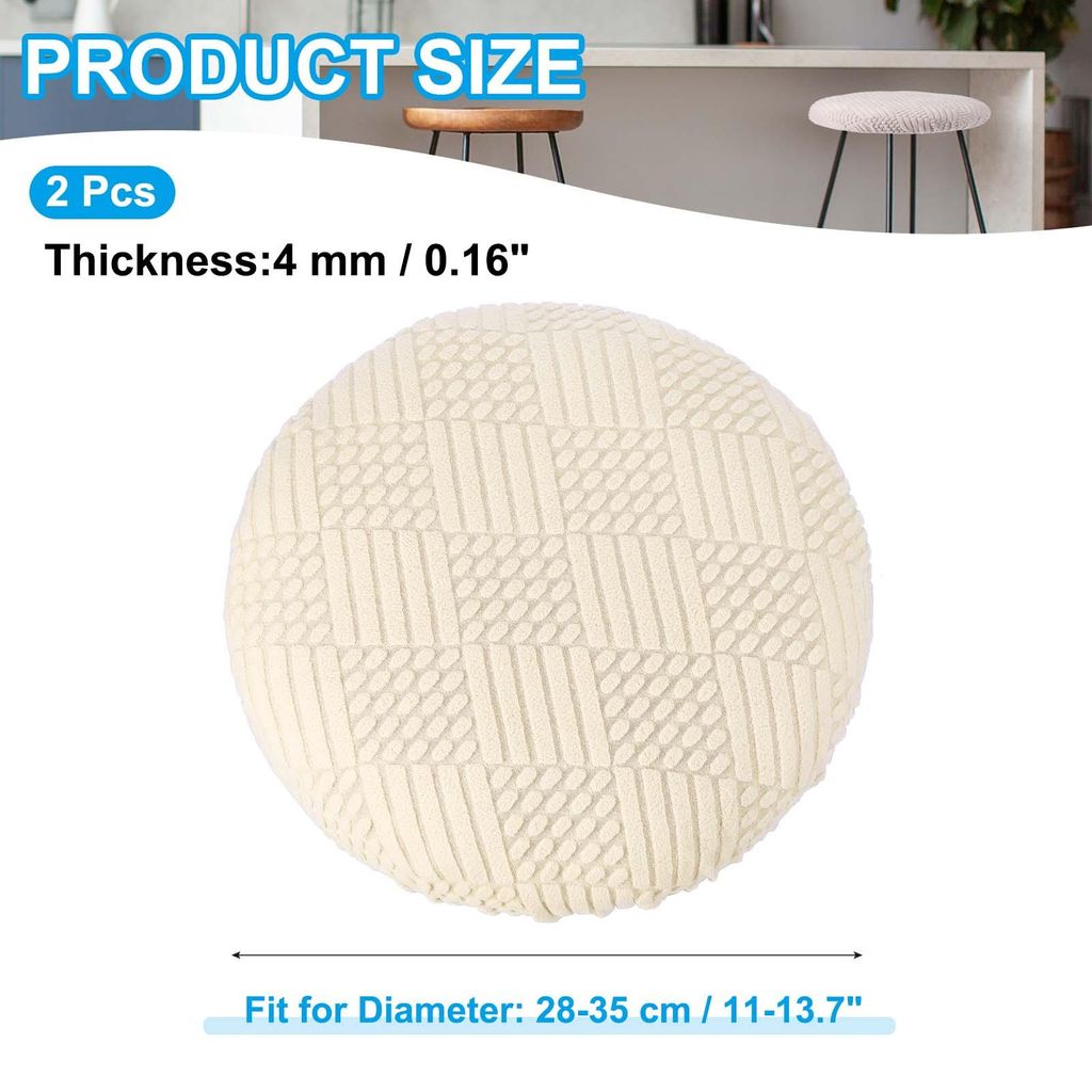 Kissenbezug Rund Hocker Bezug, Durchmesser 28-35cm, 2 Stš¹ck Elastische Barhocker Sitz Ersatz Waschbar Stuhlkissen Rund Schonbezug Dehnbar Sitzbe...