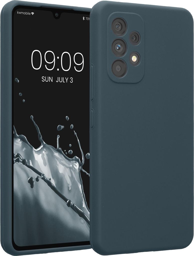 kwmobile Handyhülle kompatibel mit Samsung Galaxy A53 5G Hülle - gummierte Handy Case aus Silikon in Dunkler Schiefer