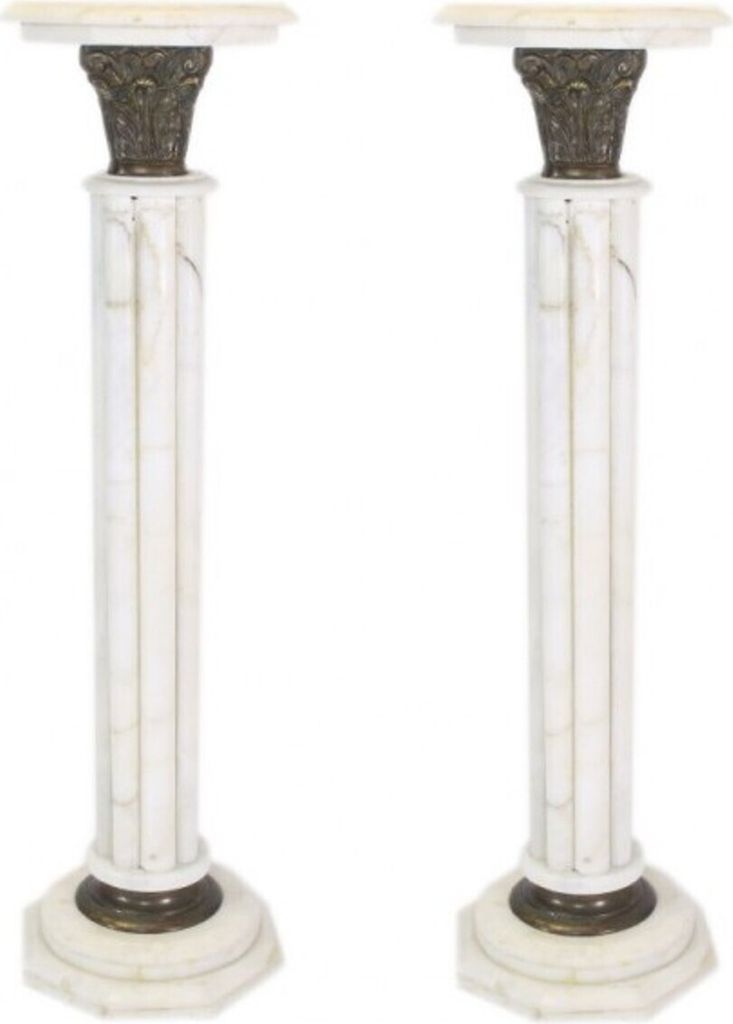 Casa Padrino Barock Marmor Säulen Set Weiss Höhe - Marmor Säule (2 Stk)