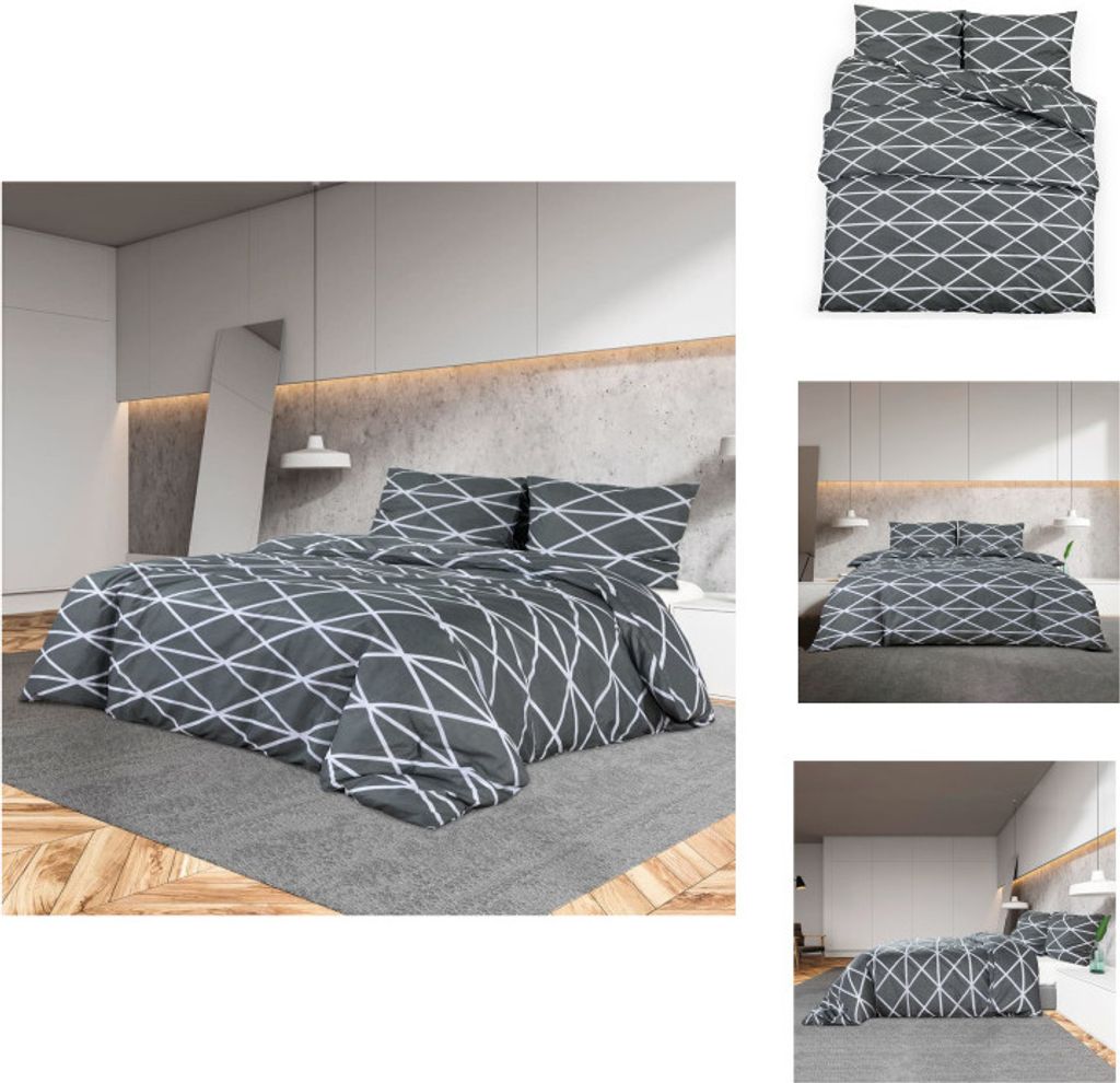 vidaXL Bettwäsche-Set Grau 200x200 cm Baumwolle - Bettbezüge