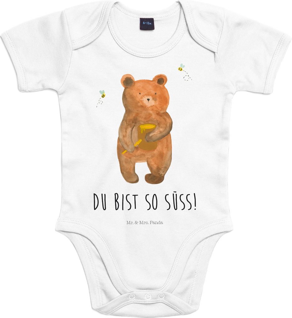 Mr. & Mrs. Panda overall baby Bär Honig 3. - 6. Monat - Heather Grey - Geschenk, Teddy, Babybody, Einteiler, Strampler, Kurzarmbody, Partner, Lieb...