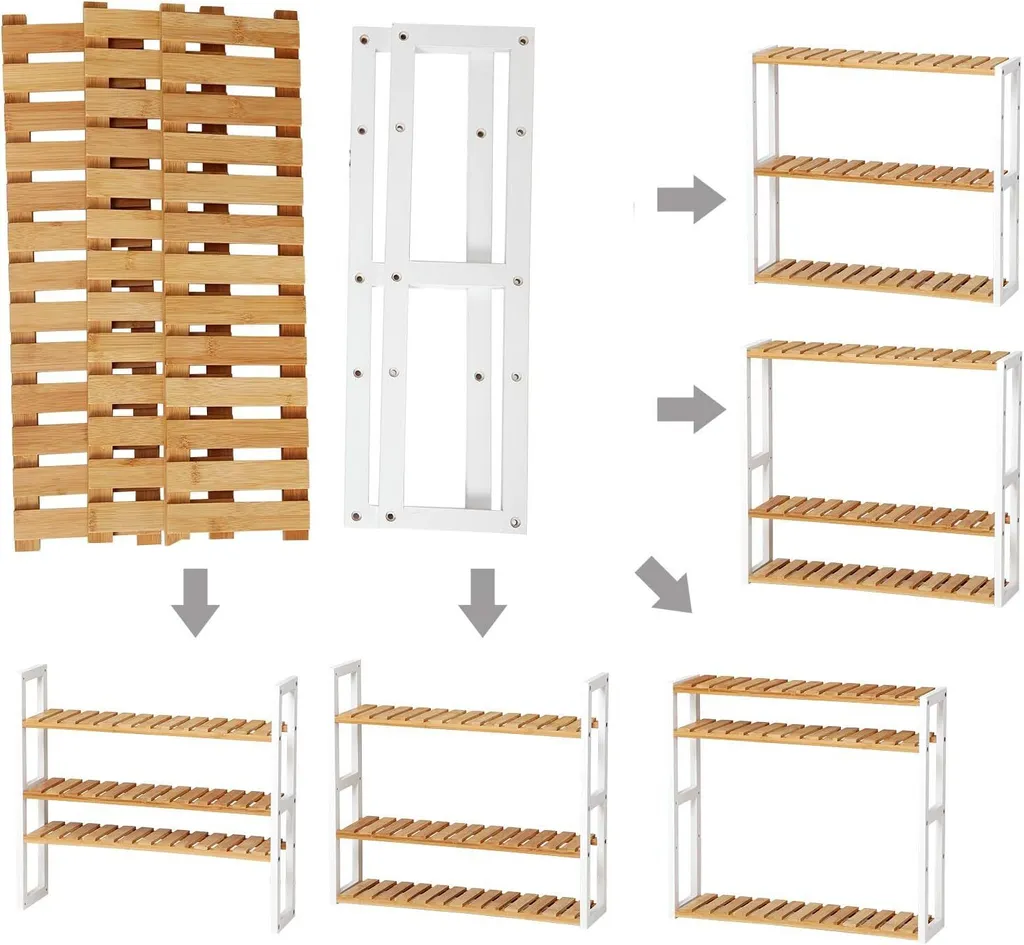 Étagère de salle de bain modulable en bambou pour organiser petits espaces - 4
