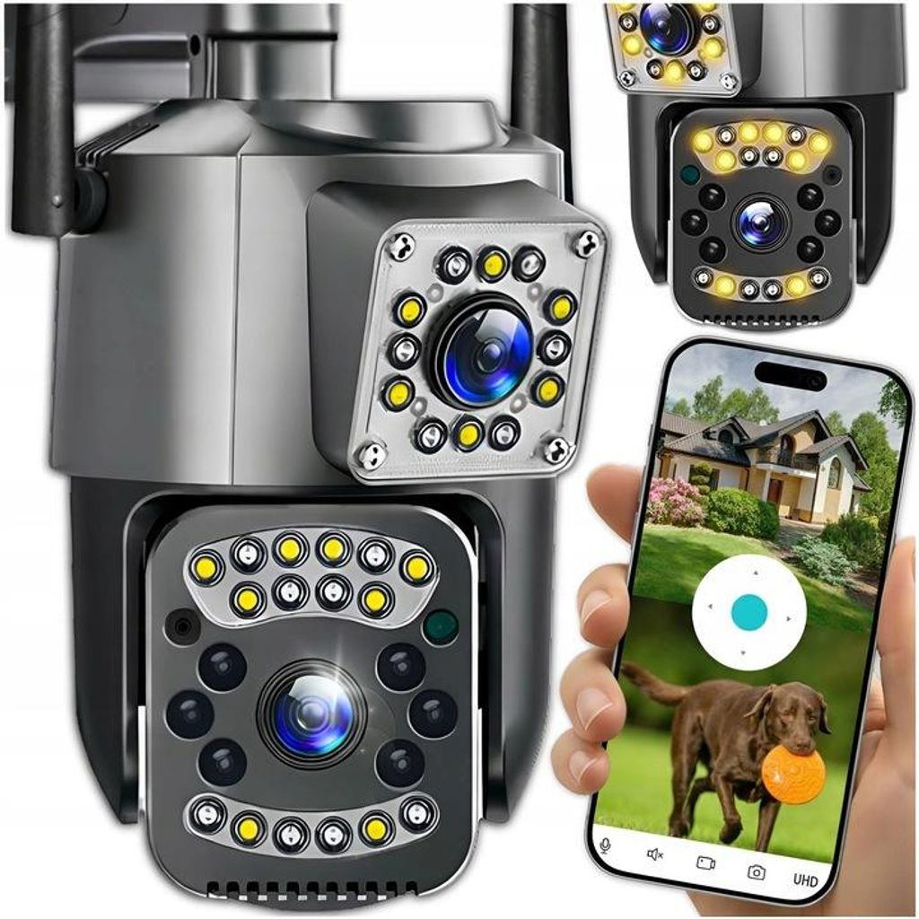 Outdoor Wifi Ptz Ip Kamera Dual Lens 2x4MP Auto Tracking Full Color Nachtsicht App V380 Gegensprechen IP66 microSD 128GB