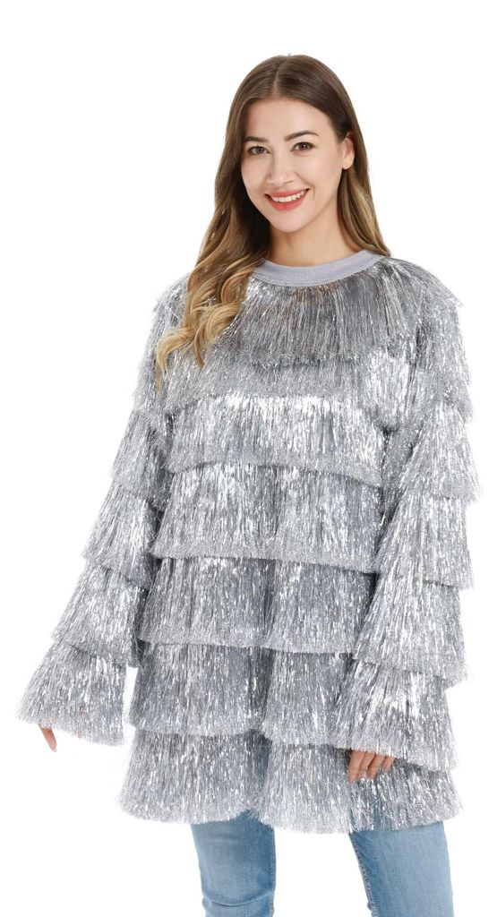 Weihnachtspullover für Weihnachten Lustiger Uni Silberner Weihnachtsbaum 2XL/3XL