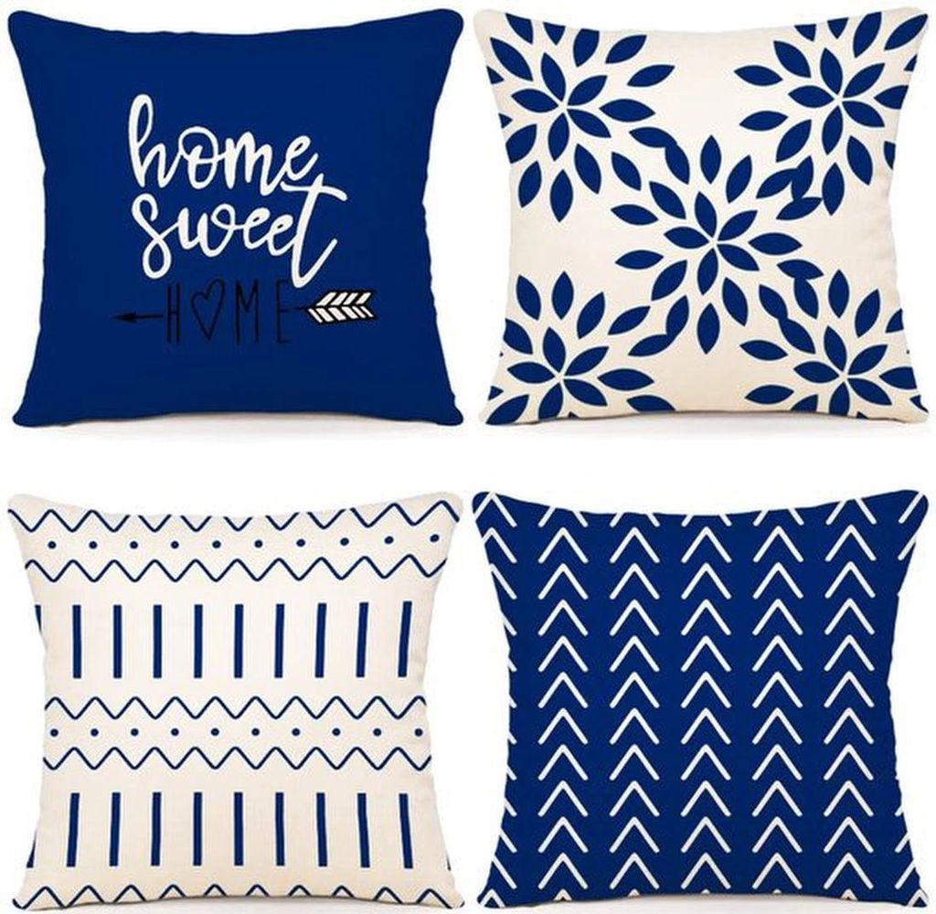 Unyqoos Set mit 4 Luxus Leinen Kissenhüllen 40x40 cm für Sofa, Garten und Bank, atmungsaktiv und elegant